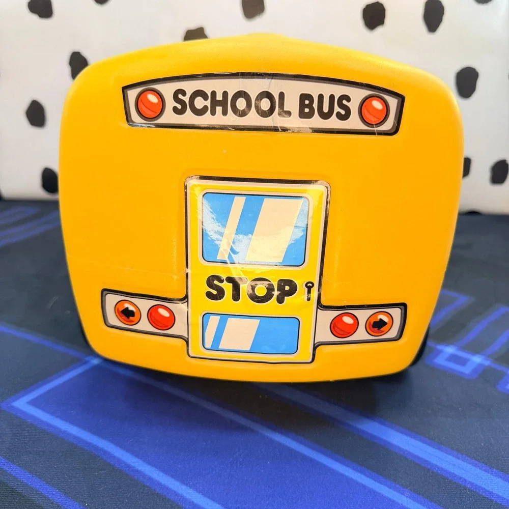 Vintage Step2 Bigger People School Bus Toy w/ 5 Figures & Handle - Made in USA